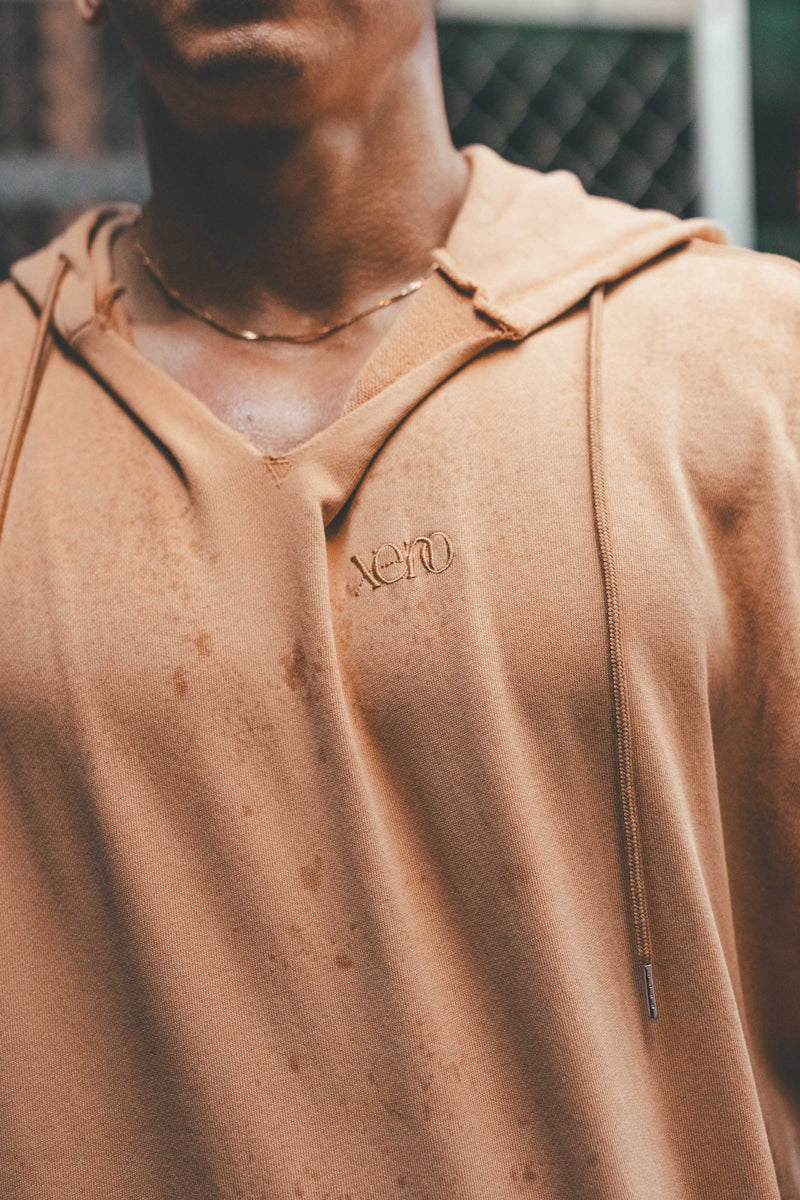 XENO PIGMENT DYED TANK HOODIE FADED ORANGE