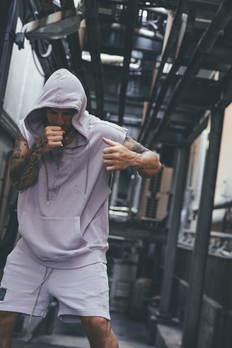 XENO PIGMENT DYED TANK HOODIE PURPLE ASH