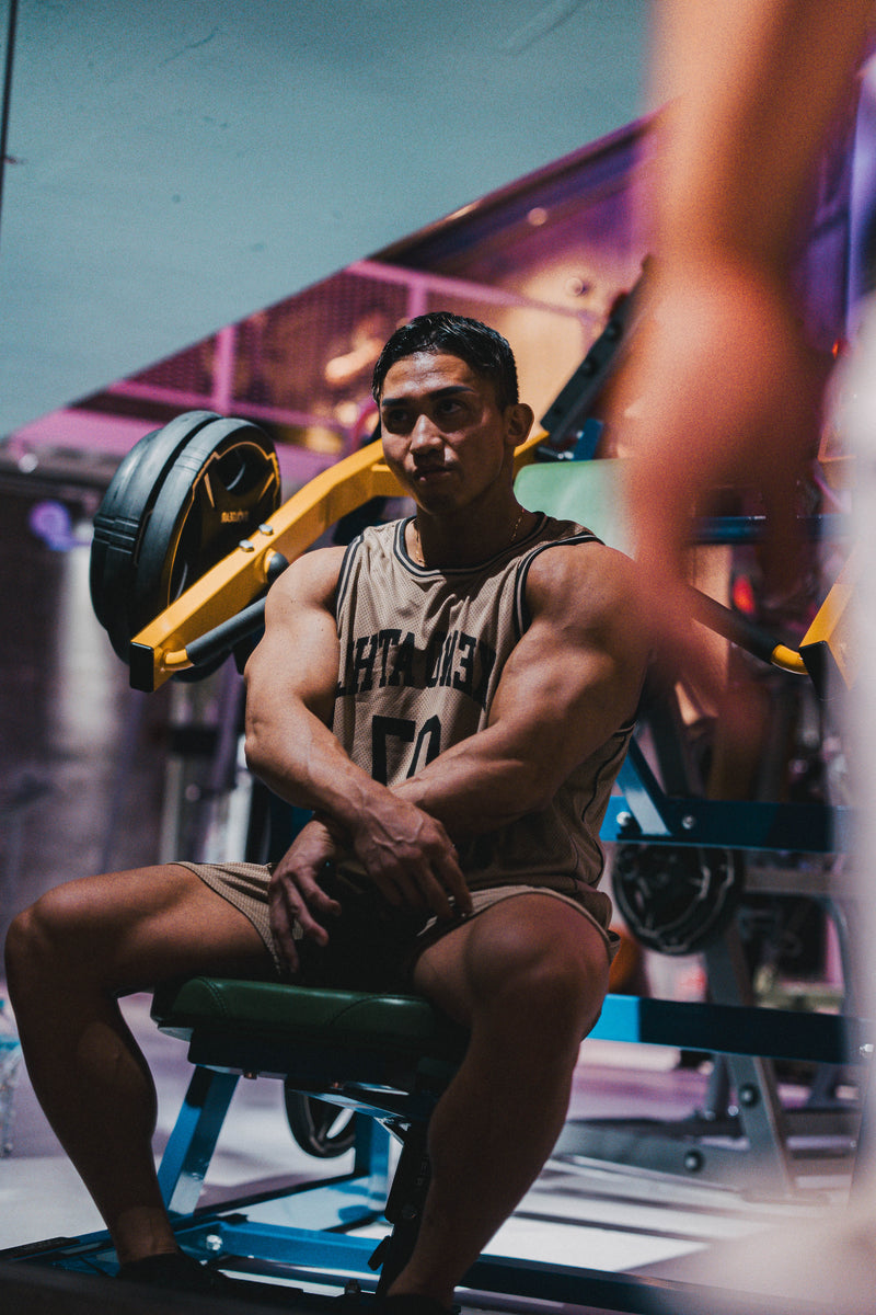 XENO 7TH ANNIV.  MESH TANKTOP BEIGE