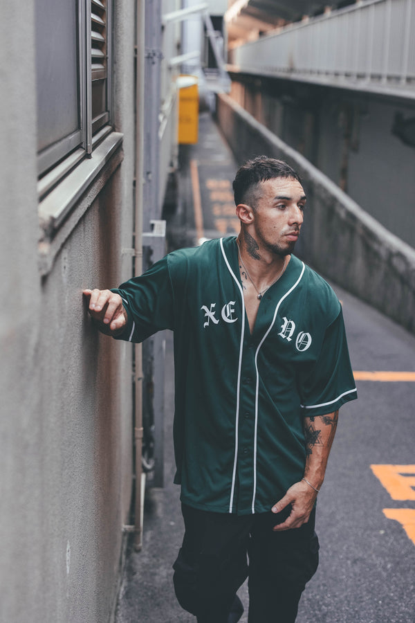 XENO BLACK LETTER BASEBALL SHIRT GREEN