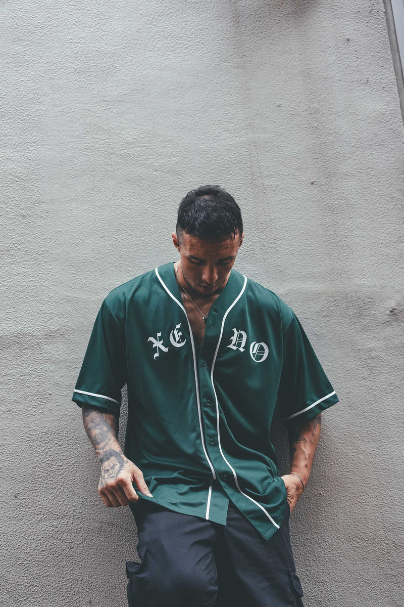 XENO BLACK LETTER BASEBALL SHIRT GREEN