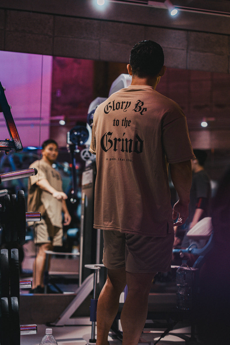 XENO 7TH ANNIV. OVER SIZED MESH T-SHIRT BEIGE