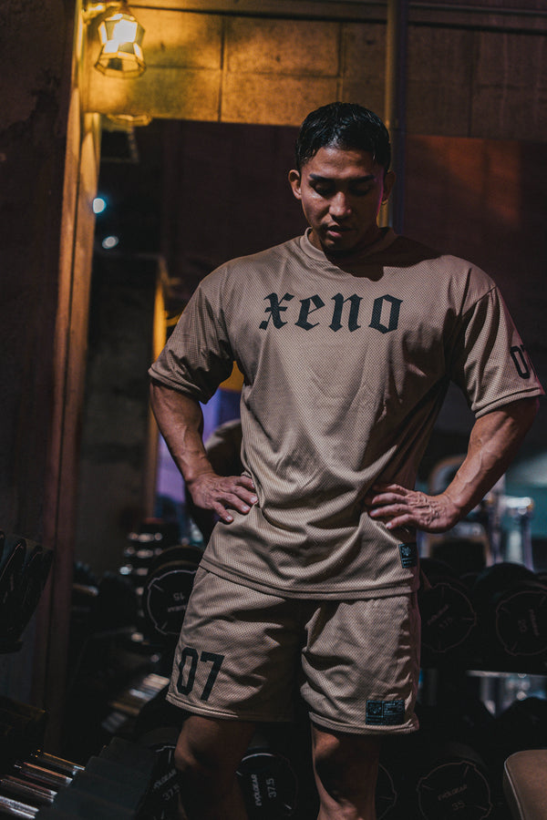 XENO 7TH ANNIV.  MESH SHORTS BEIGE