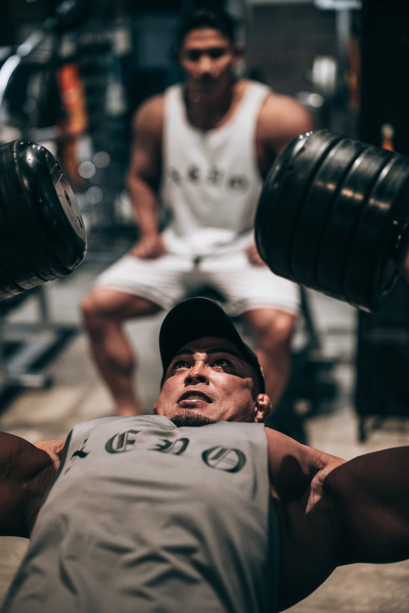 XENO BLACK LETTER REVERSIBLE MESH TANK GRAY x BLACK