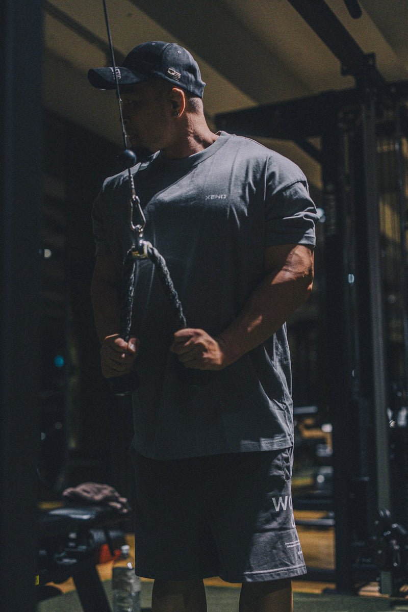 XENO WORKOUT CLUB OVER SIZED T-SHIRT BLUE GRAY