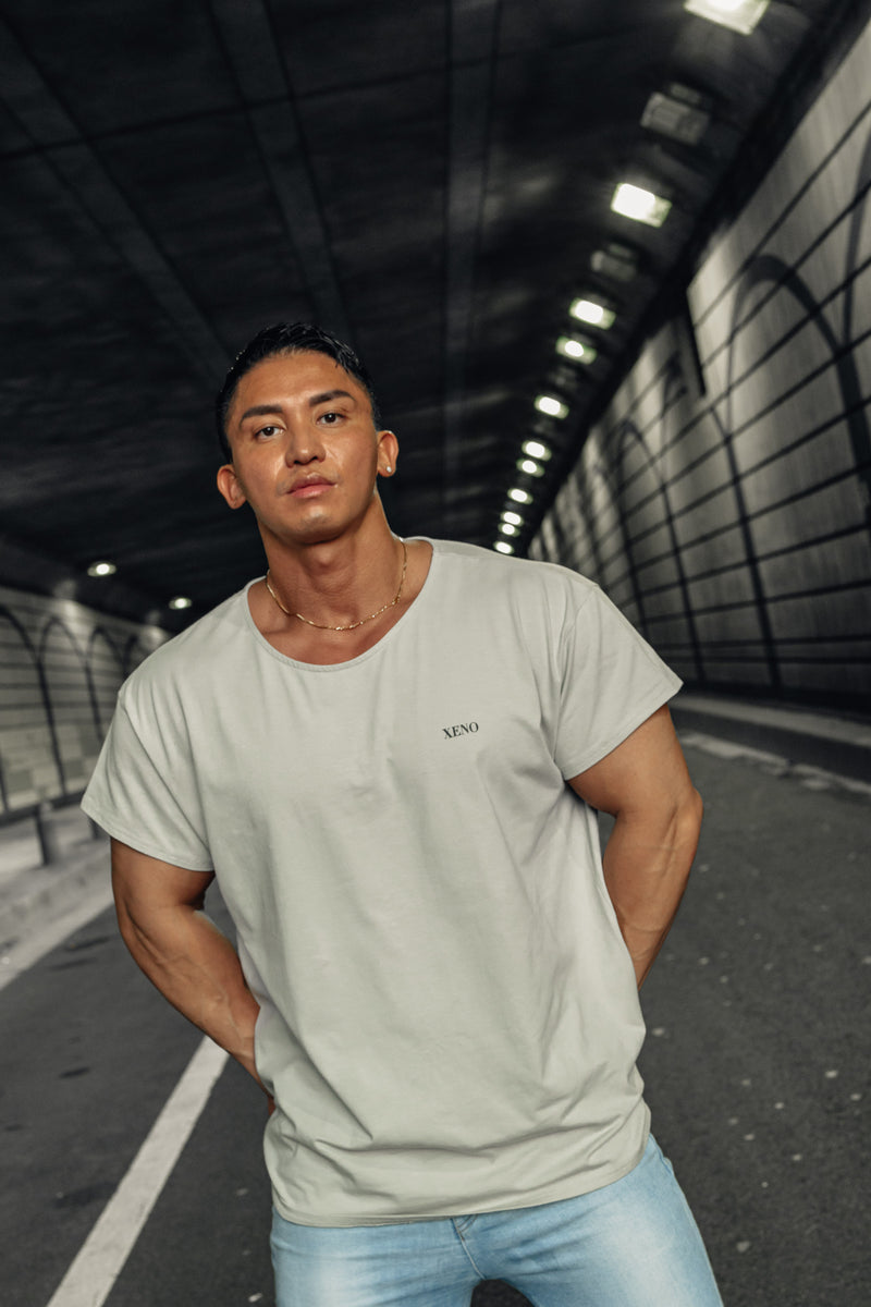 XENO WIDE NECK T-SHIRT MINTGRAY