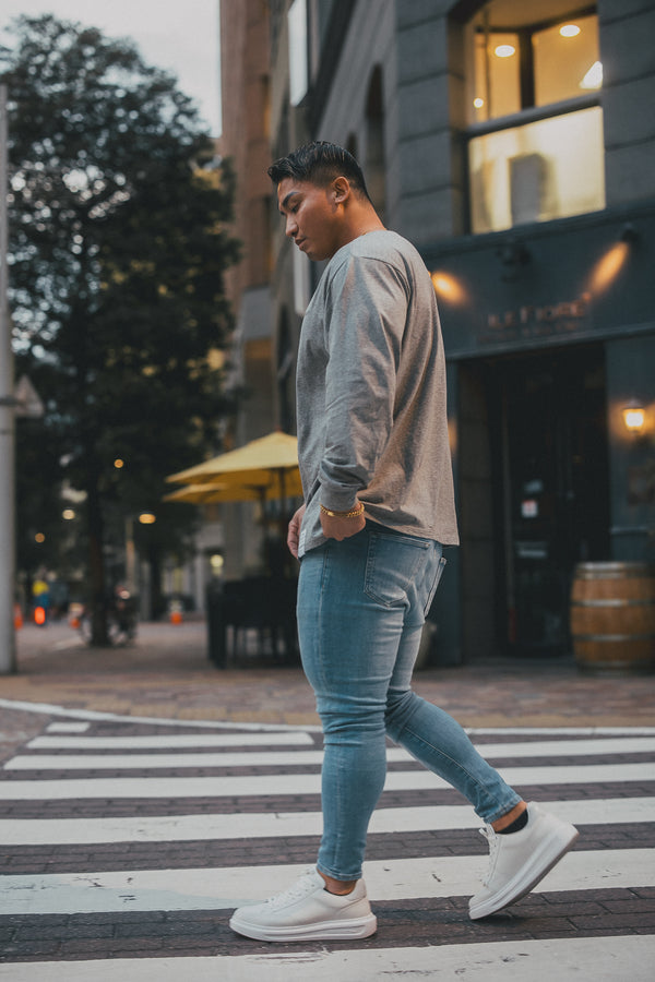 XENO BOAT NECK RELAX L/S TEE HEATHER GRAY