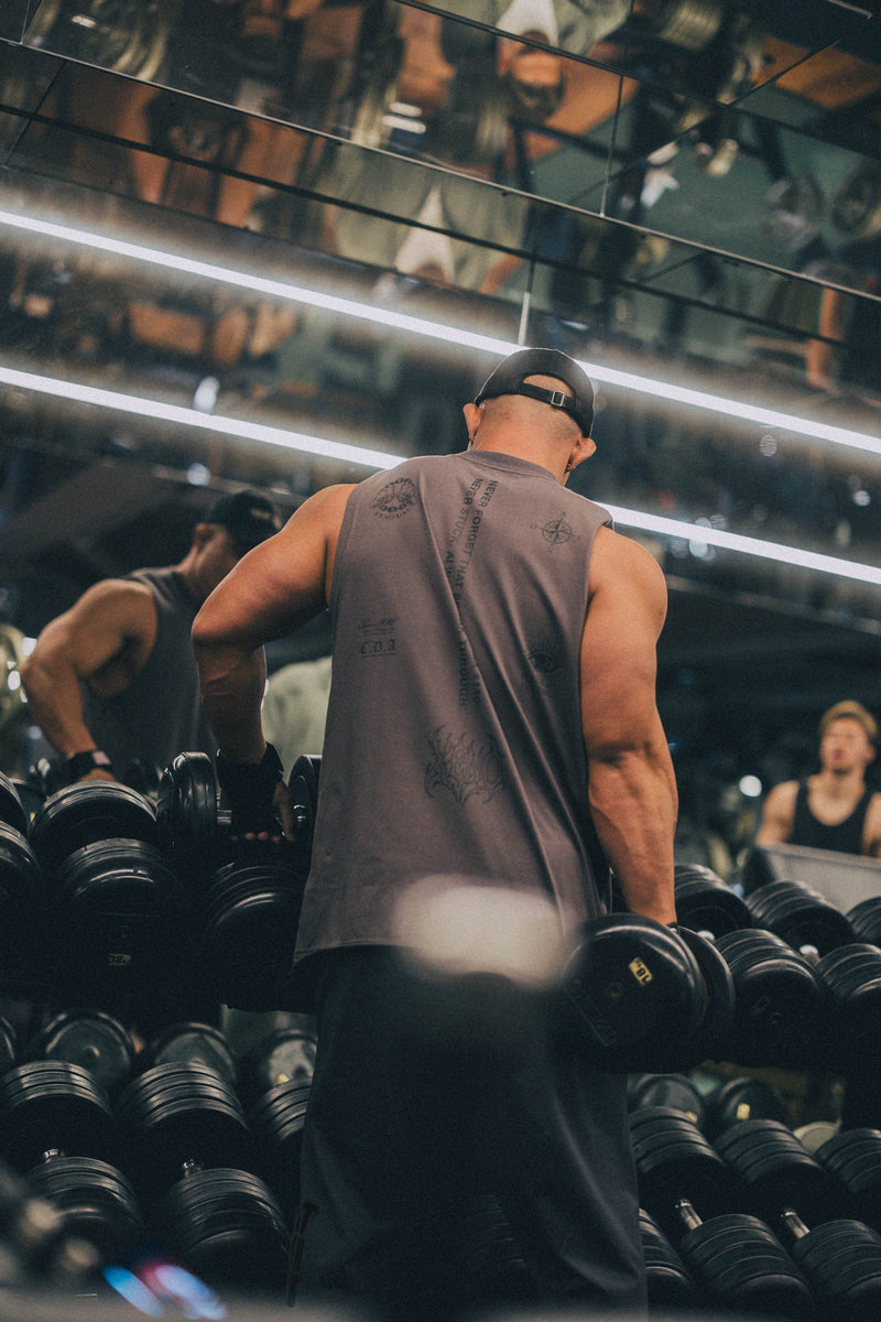 XENO “NFTS”SLEEVELESS TEE CHARCOAL