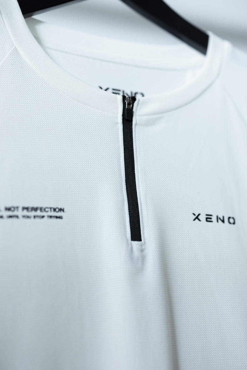 XENO HALF ZIP COMFORTABLE LS SHIRT White
