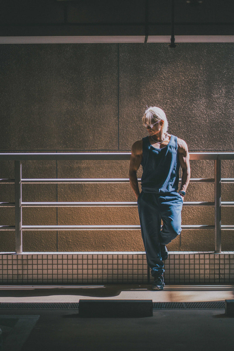 XENO DAMAGE SWEAT PANTS NAVY