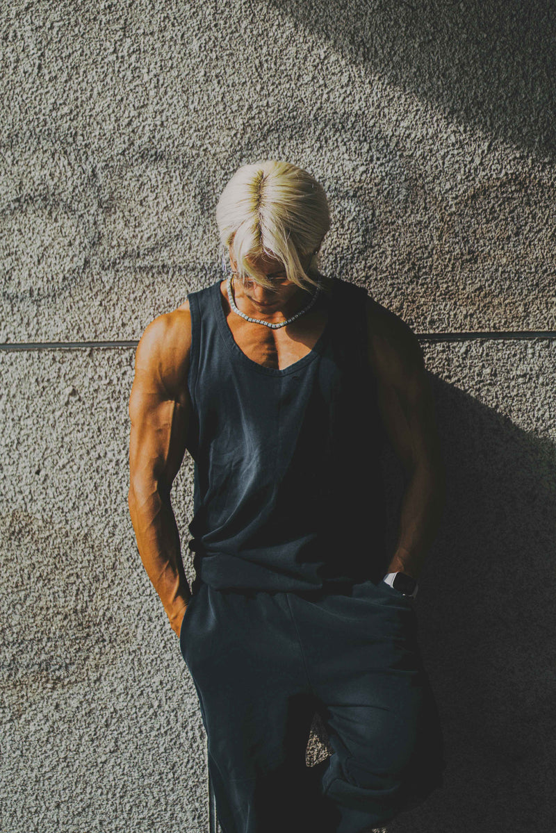 XENO DAMAGE SWEAT PANTS BLACK