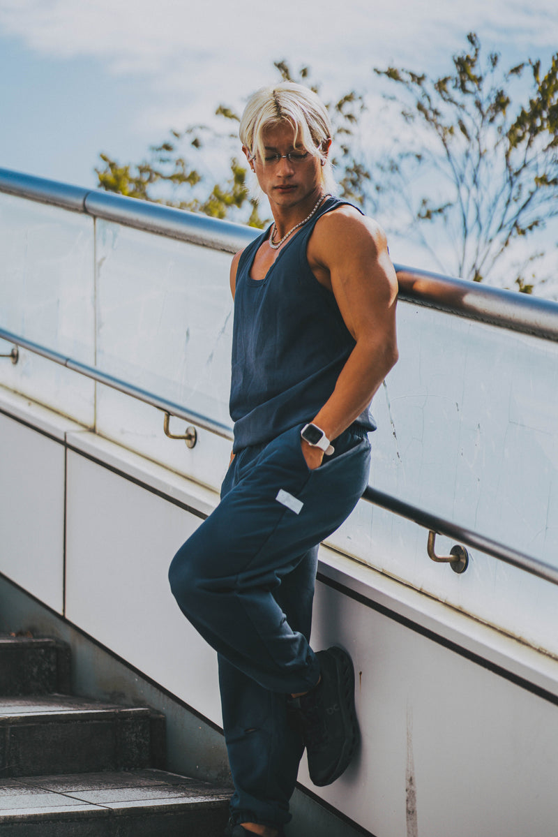 XENO DAMAGE SWEAT PANTS NAVY