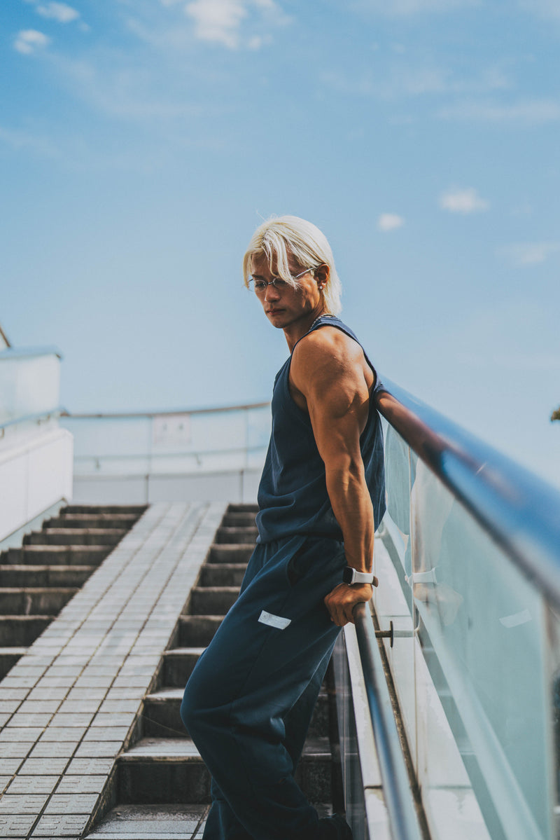 XENO DAMAGE SWEAT PANTS NAVY