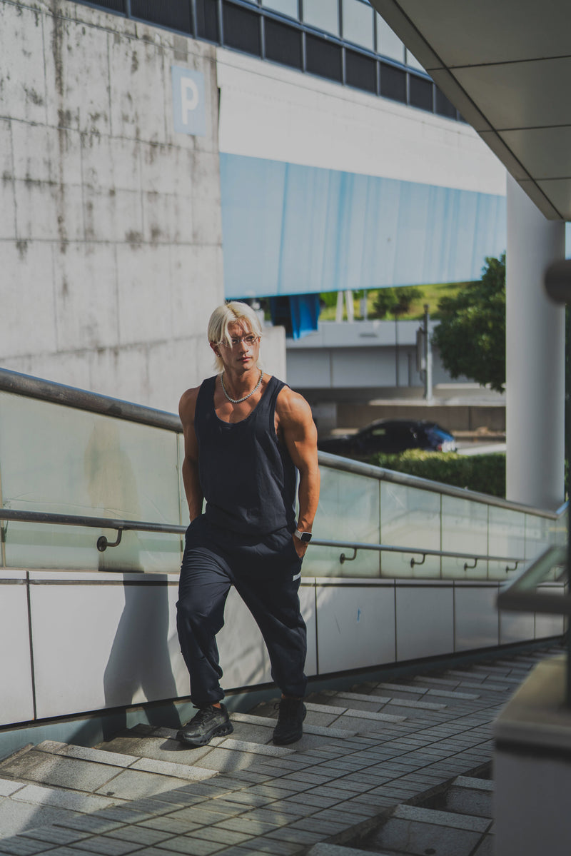 XENO DAMAGE SWEAT PANTS BLACK