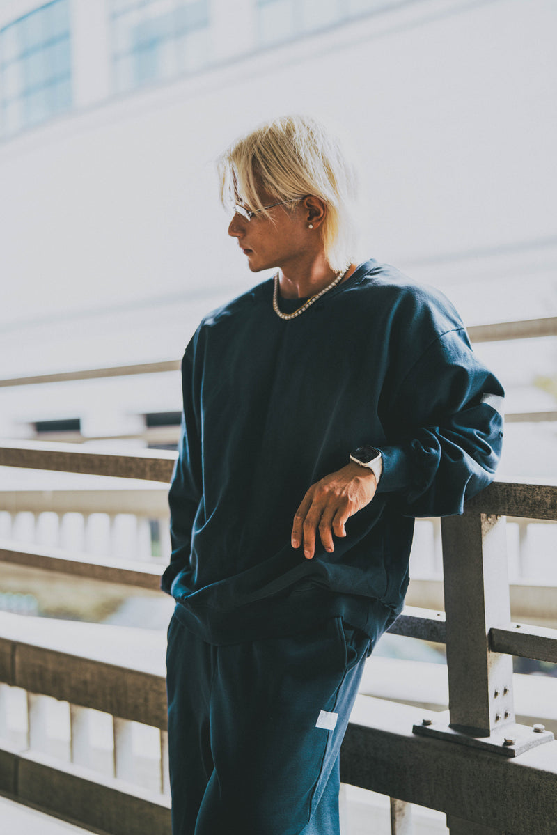 XENO DAMAGE SWEAT SHIRT NAVY