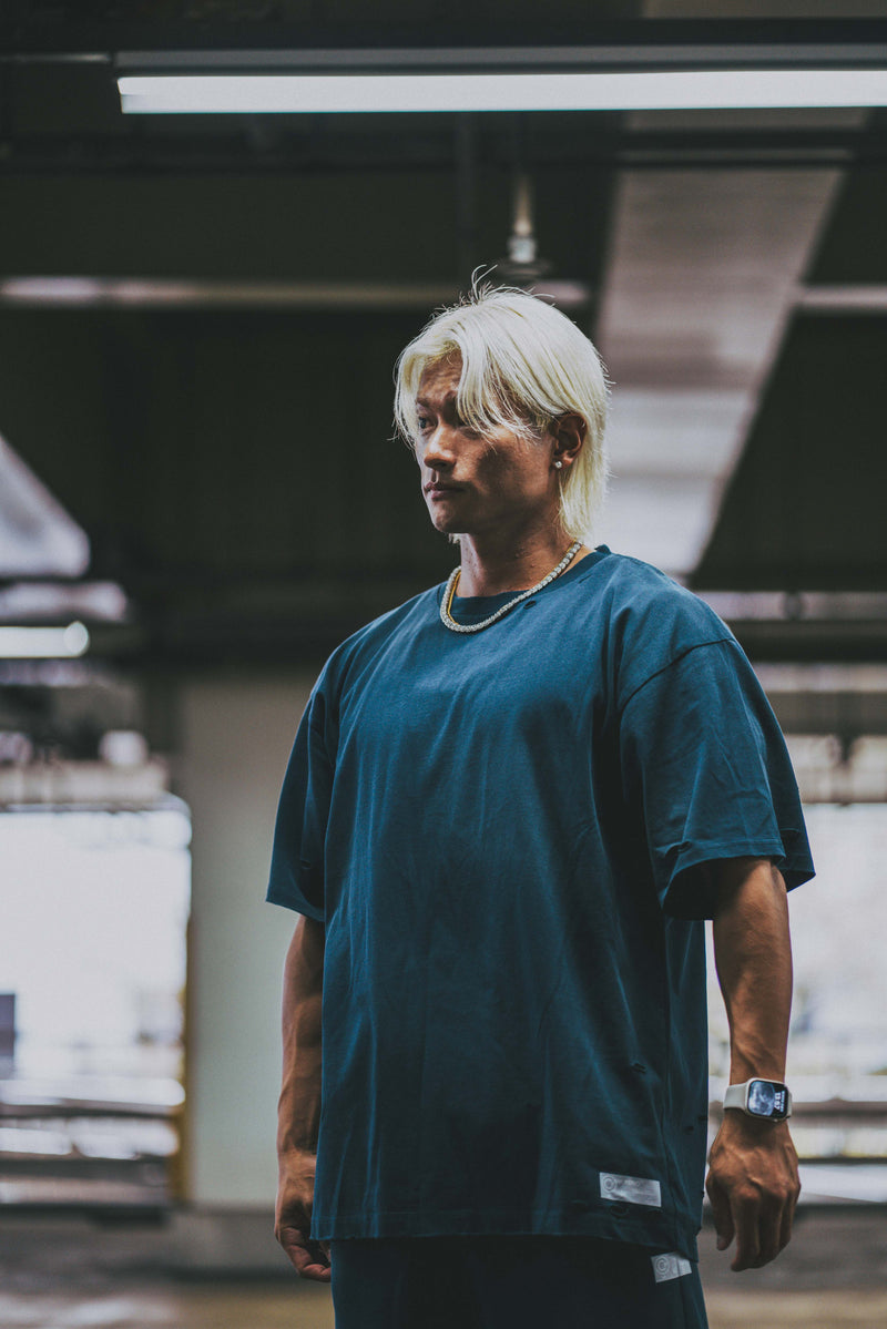 XENO DAMAGE SWEAT SHORT PANTS NAVY