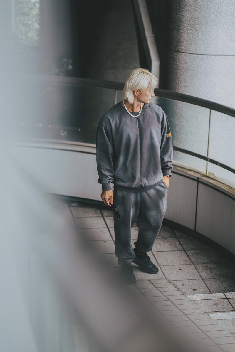 XENO DAMAGE SWEAT SHIRT GRAY