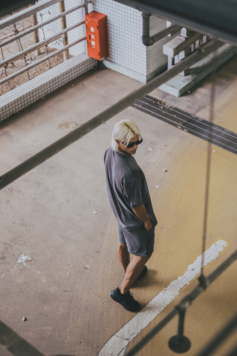 XENO DAMAGE SWEAT SHORT PANTS GRAY