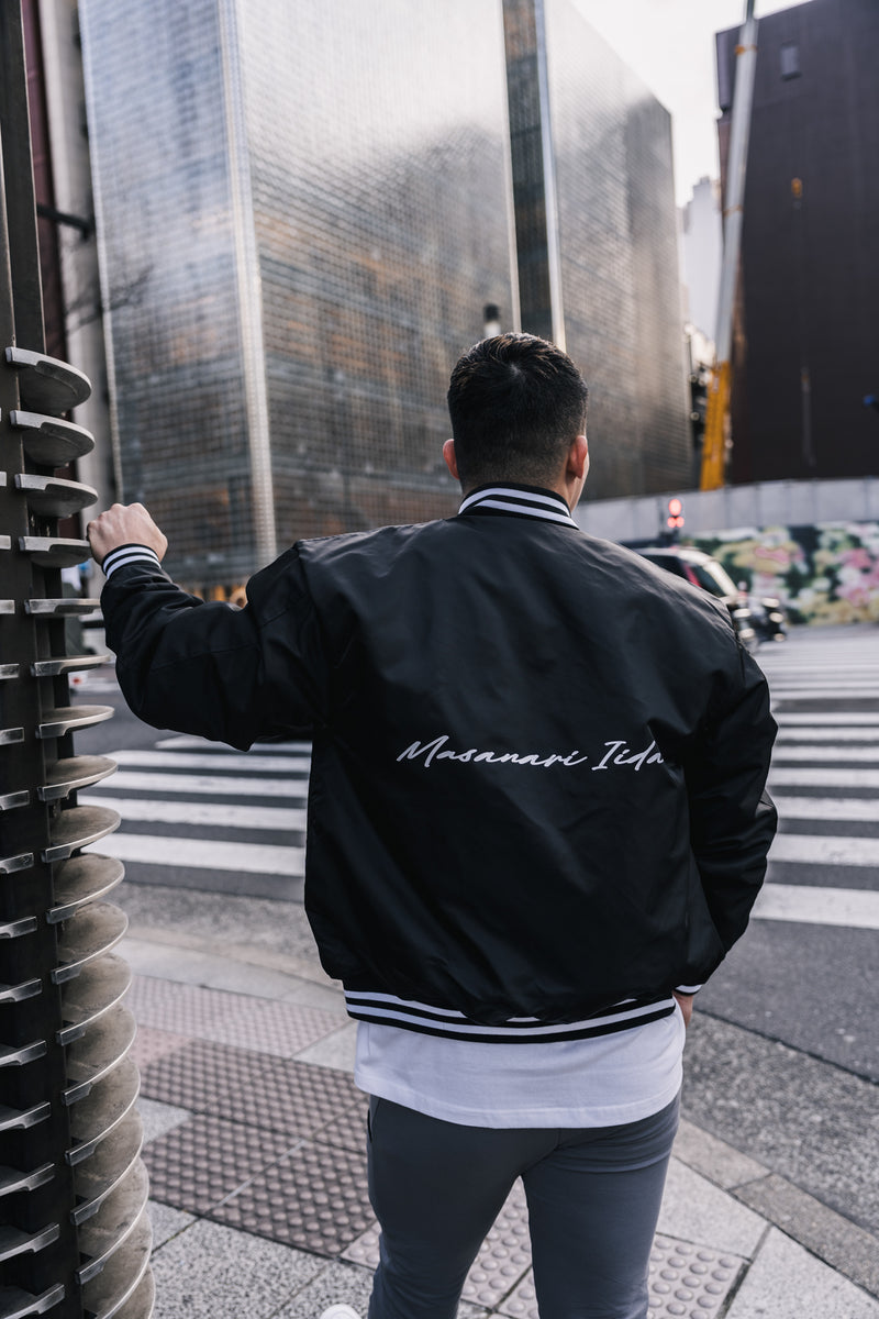 XENO x Masanari Iida STADIUM JACKET Black x White