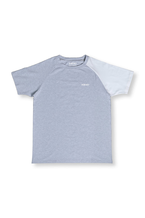 XENO ONESIDE SLEEVE T-SHIRT HEATHER GRAY WHITE