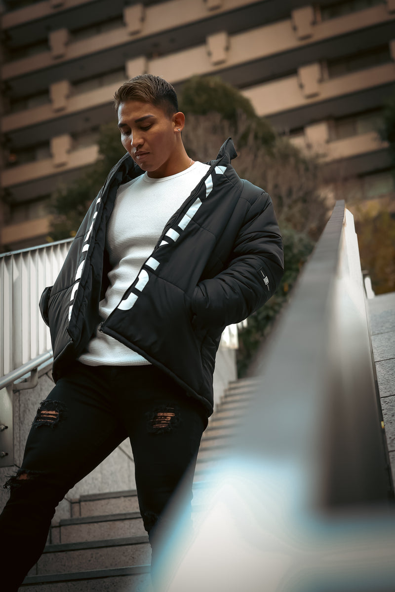 XENO URBAN PUFF JACKET Black x White - ダウンジャケット