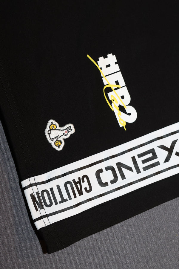 XENO X ＃FR2 CAUTION STRETCH SHORTS Black White