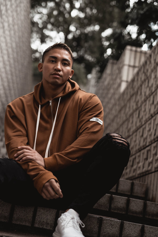 XENO URBAN ZIP UP HOODIE CamelBrown