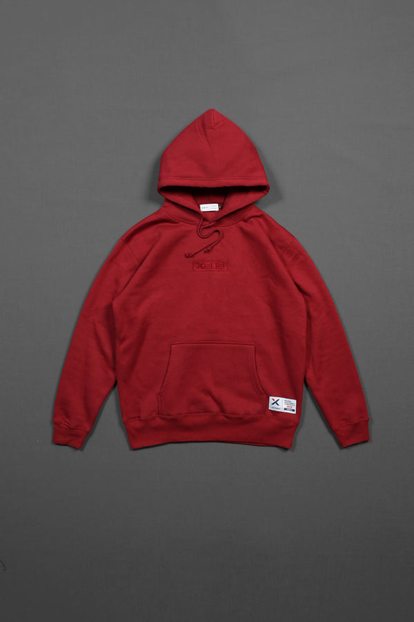 XENO HEAVY WEIGHT BOX LOGO HOODIE DARK RED