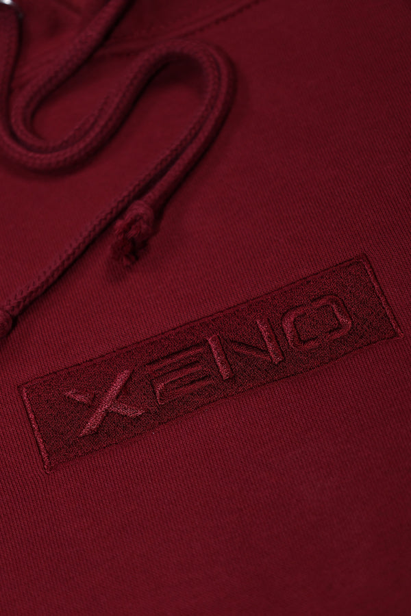 XENO HEAVY WEIGHT BOX LOGO HOODIE DARK RED