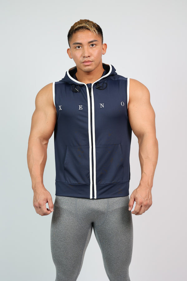 XENO SLEEVELESS HOODIE Navy